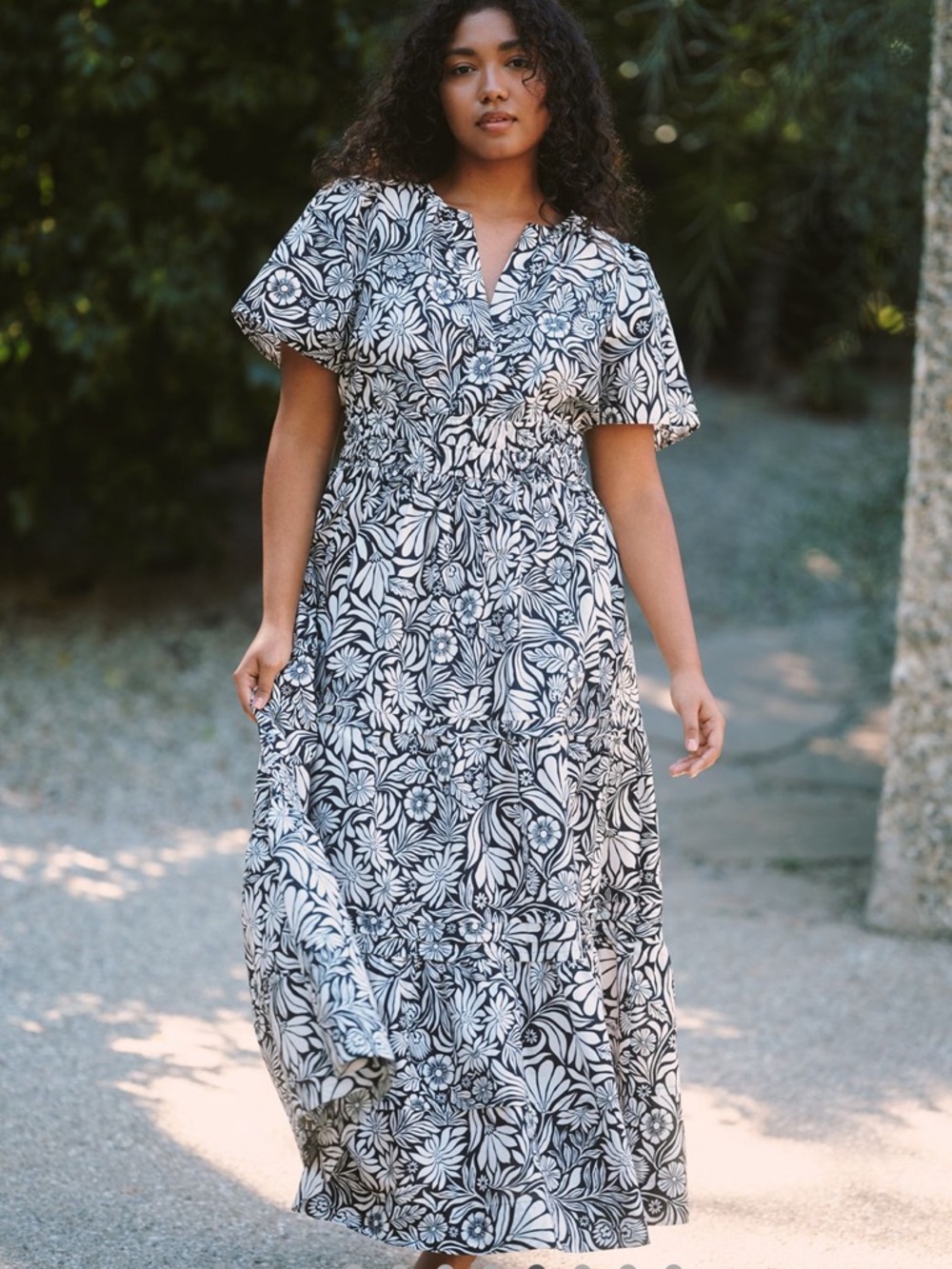 NWT Anthro Somerset Black & Ivory Maxi Dress Size SP